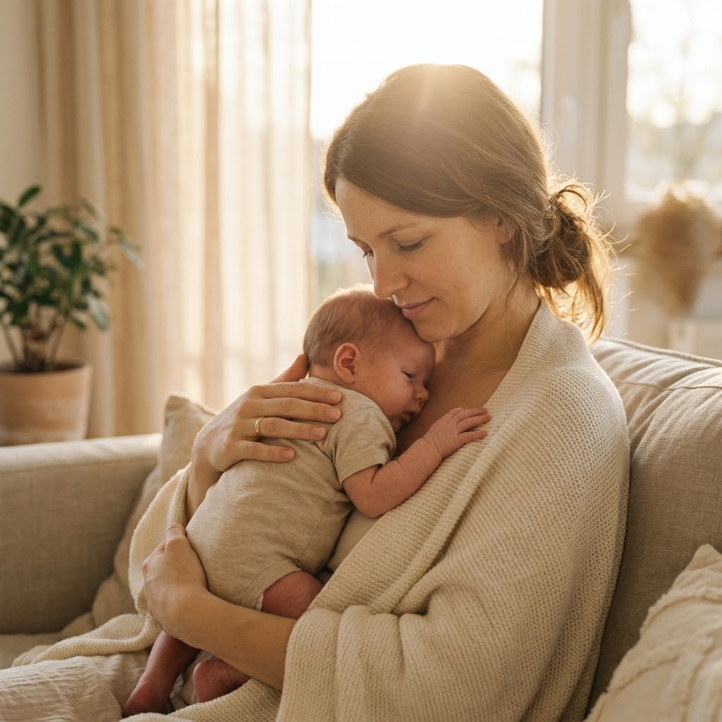 Mutter und Baby beim innigen Kuscheln - Stillberatung Hamburg